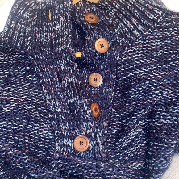 Anthropologie Pilcro Mega Henley Blue Button Oversized Sweater M - Picture 8 of 9